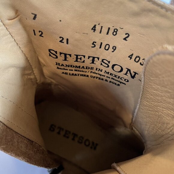 Stetson Caiman Brown Handmade Laced Back Vamp Shortie Boots Booties NWT Size 7 - Picture 6 of 7